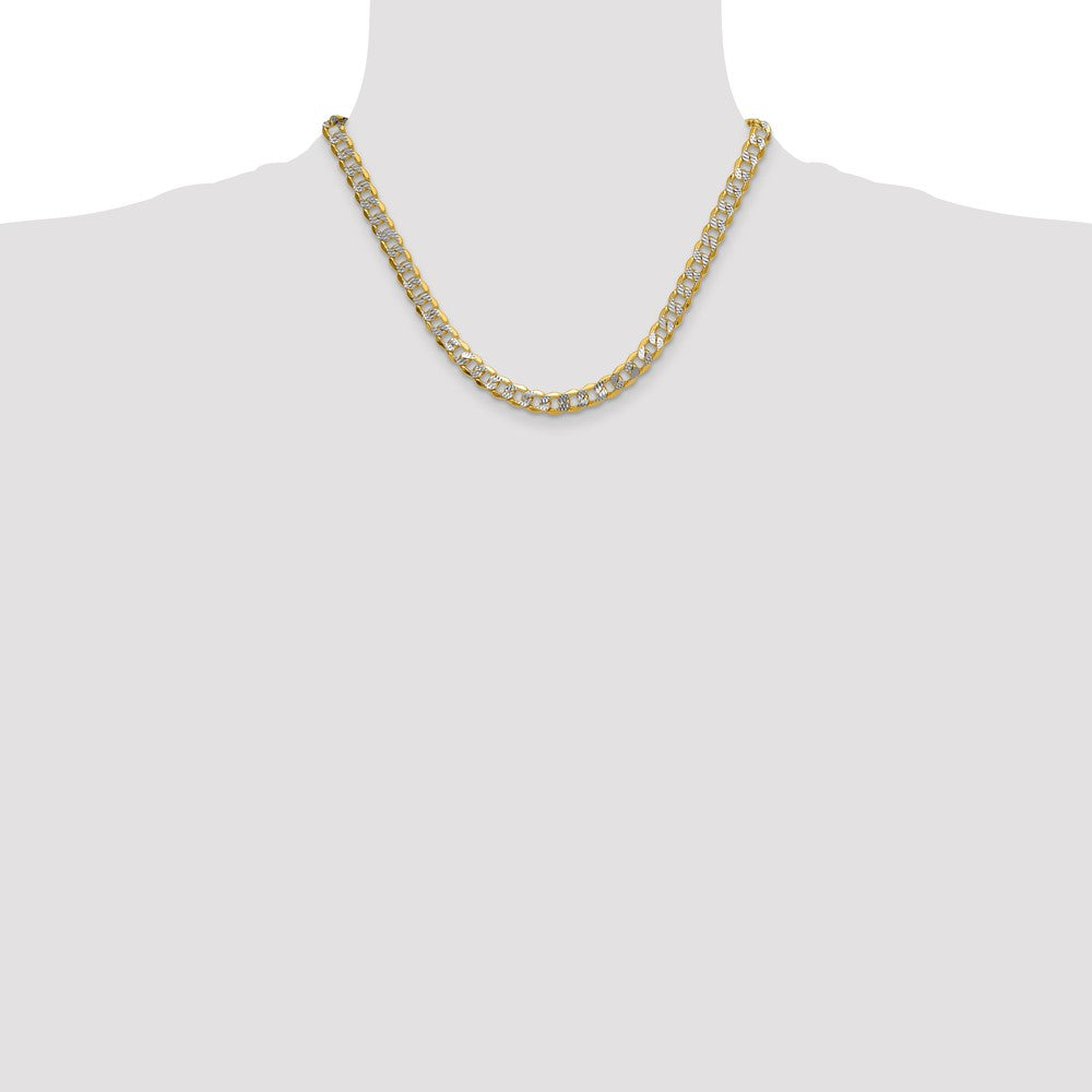 14k 7.75mm Semi-solid with Rhodium Pav? Curb Chain