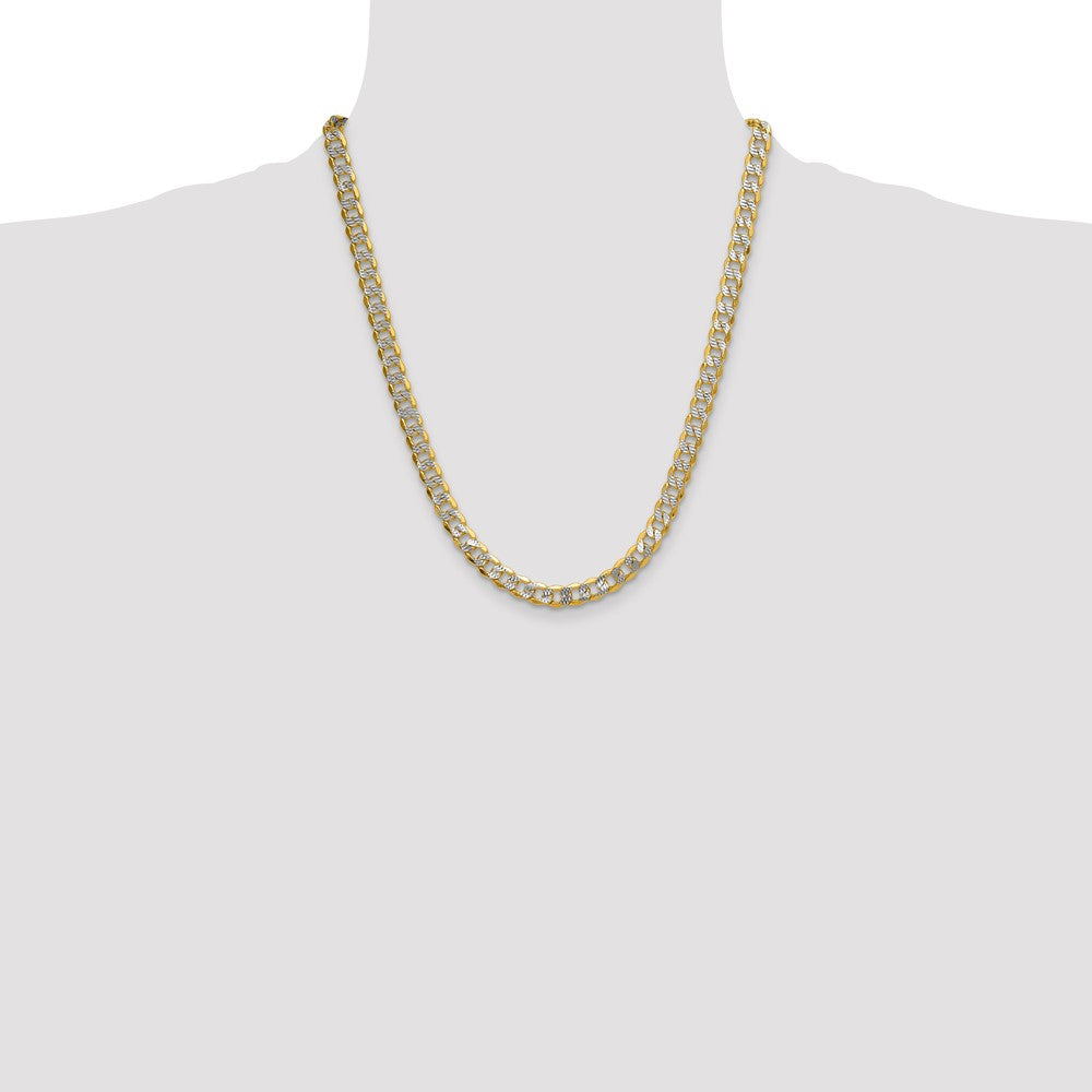 14k 7.75mm Semi-solid with Rhodium Pav? Curb Chain