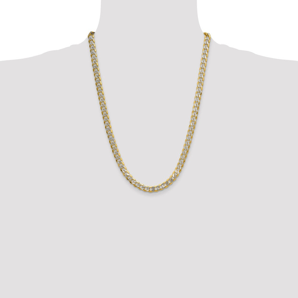 14k 7.75mm Semi-solid with Rhodium Pav? Curb Chain
