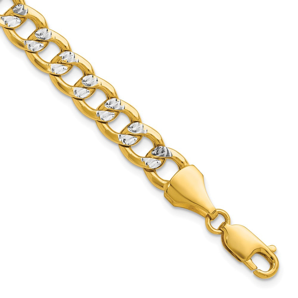 14k 7.75mm Semi-solid with Rhodium Pav? Curb Chain