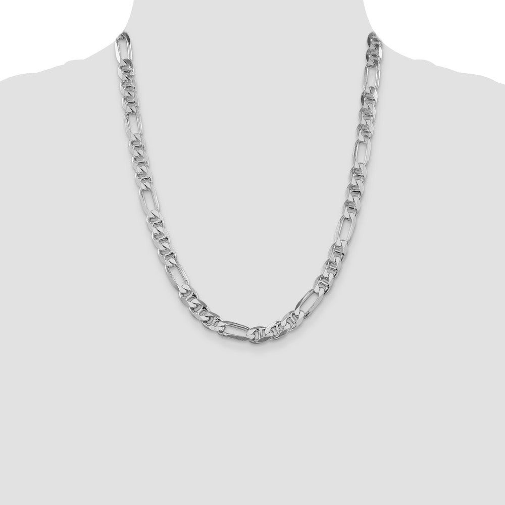 Sterling Silver Rhodium-plated 7.75mm Figaro Anchor Chain