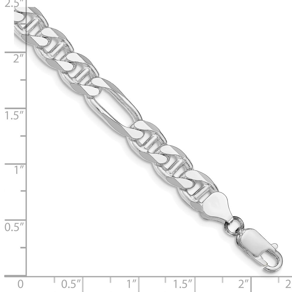 Sterling Silver Rhodium-plated 7.75mm Figaro Anchor Chain