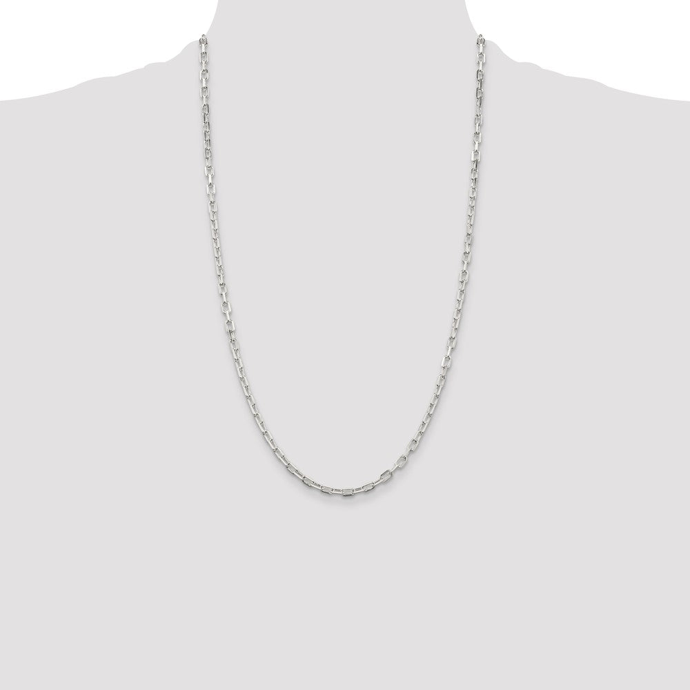 Sterling Silver 3.5mm Diamond-cut Long Link Cable Chain