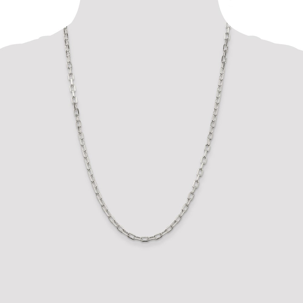 Sterling Silver 4.3mm Diamond-cut Long Link Cable Chain