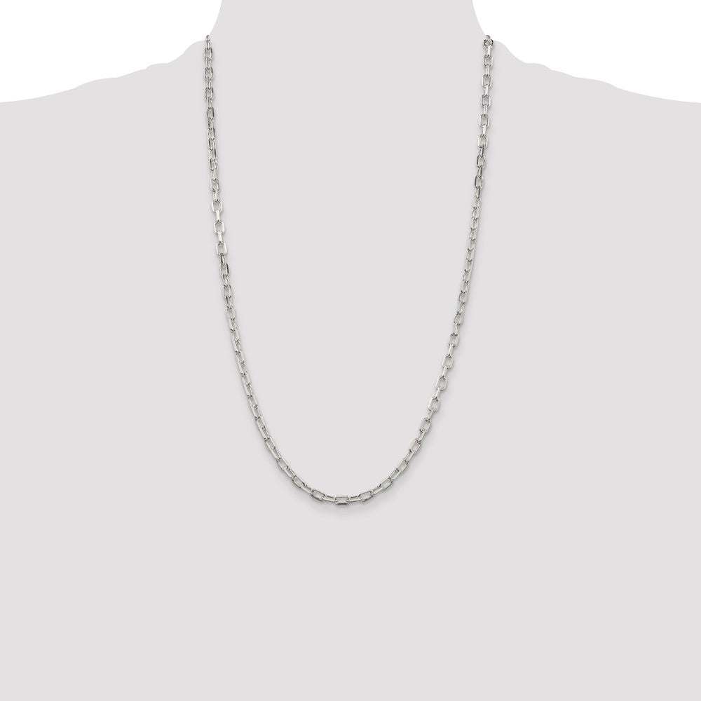 Sterling Silver 4.3mm Diamond-cut Long Link Cable Chain