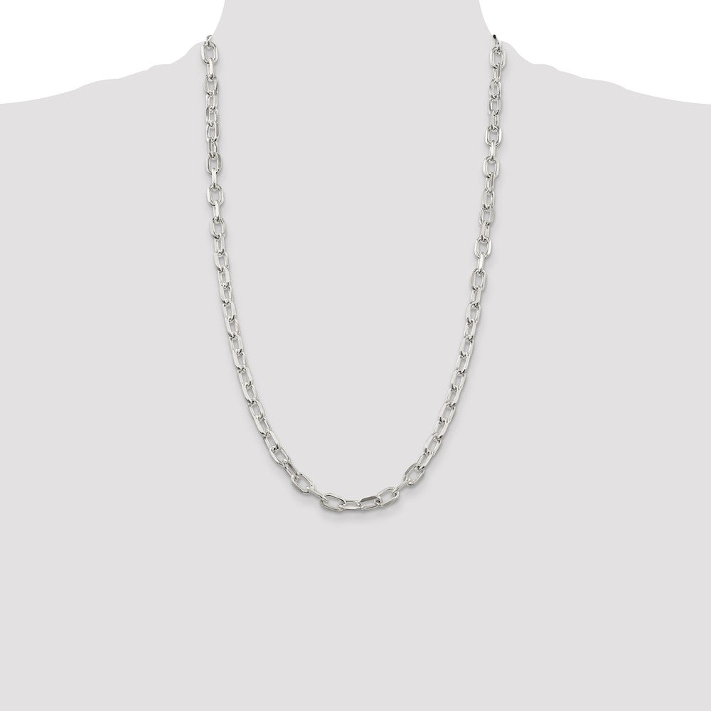 Sterling Silver 6.5mm Diamond-cut Long Link Cable Chain