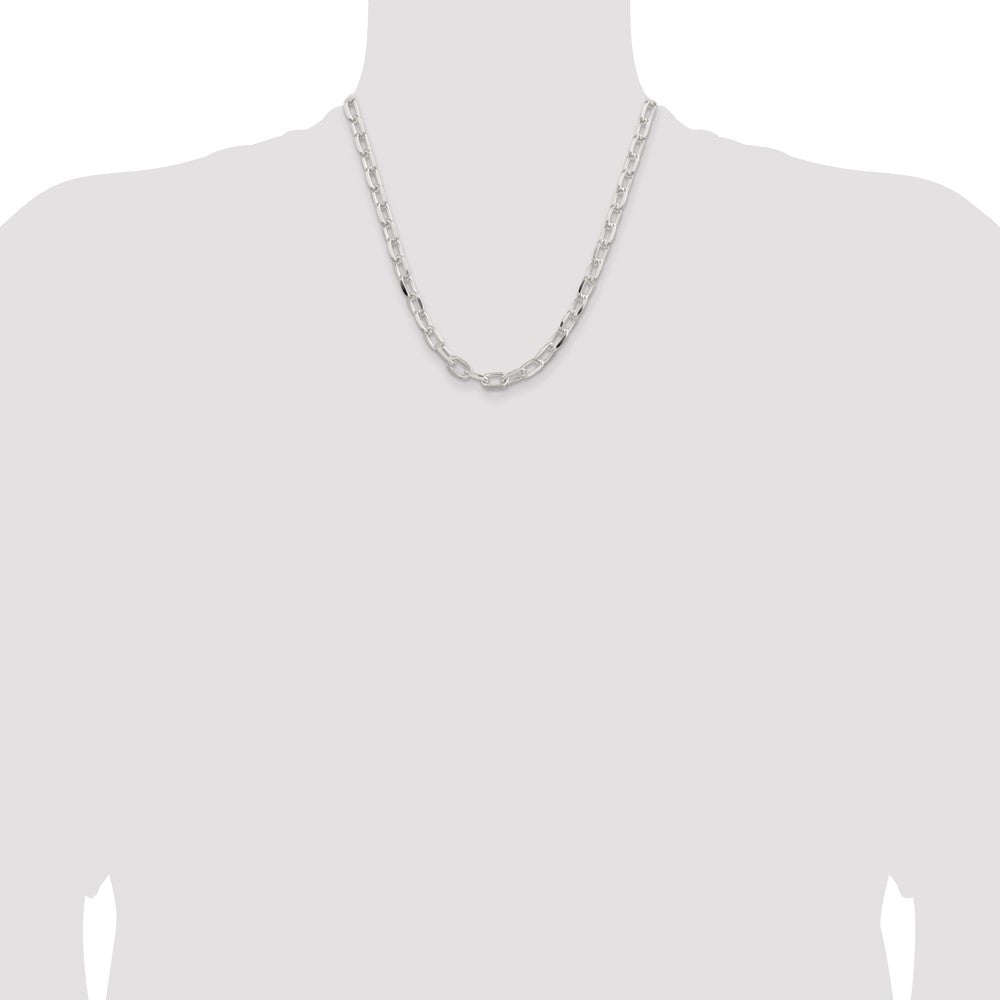 Sterling Silver 7.5mm Diamond-cut Long Link Cable Chain