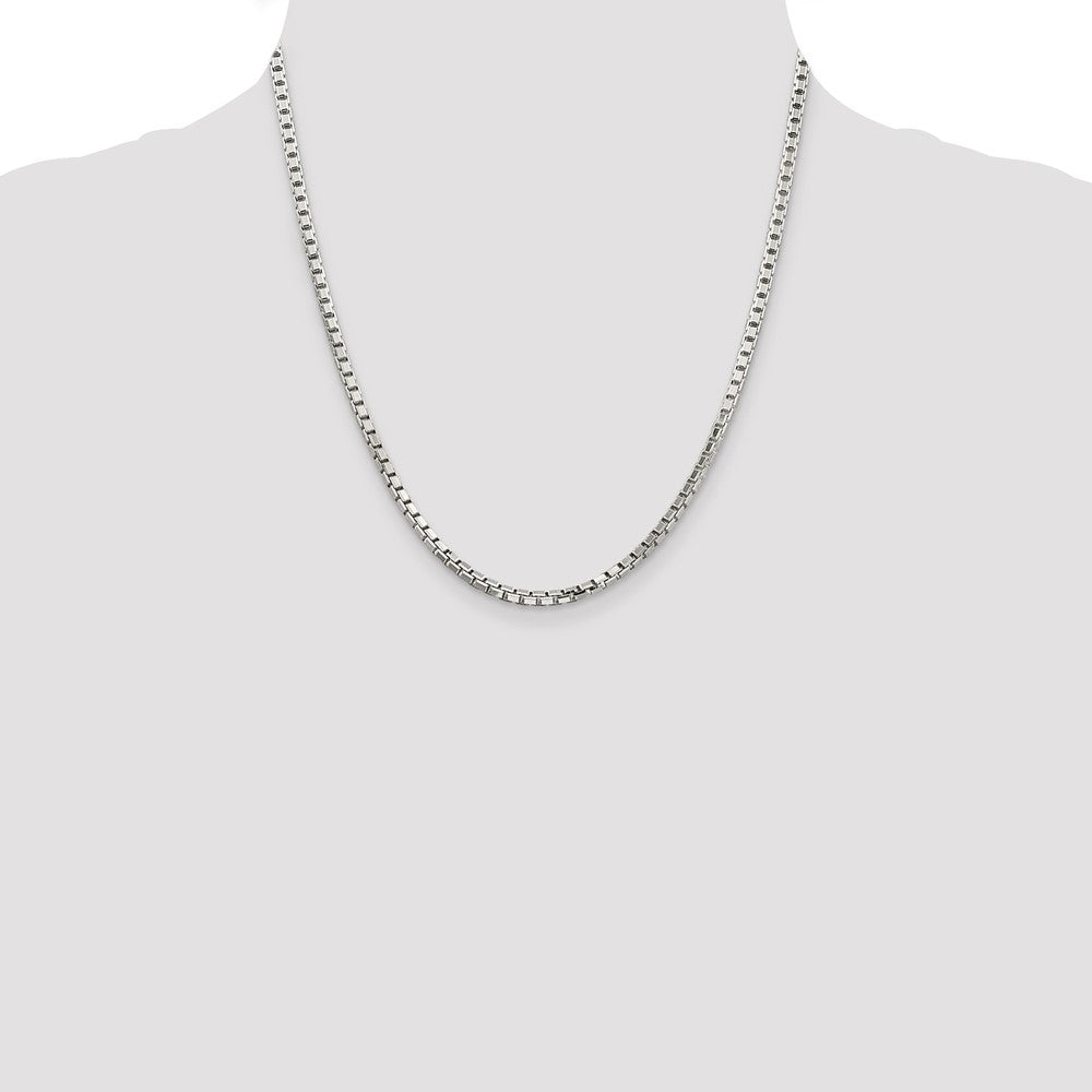 Sterling Silver 3.2mm 8 Sided Diamond-cut Box Chain