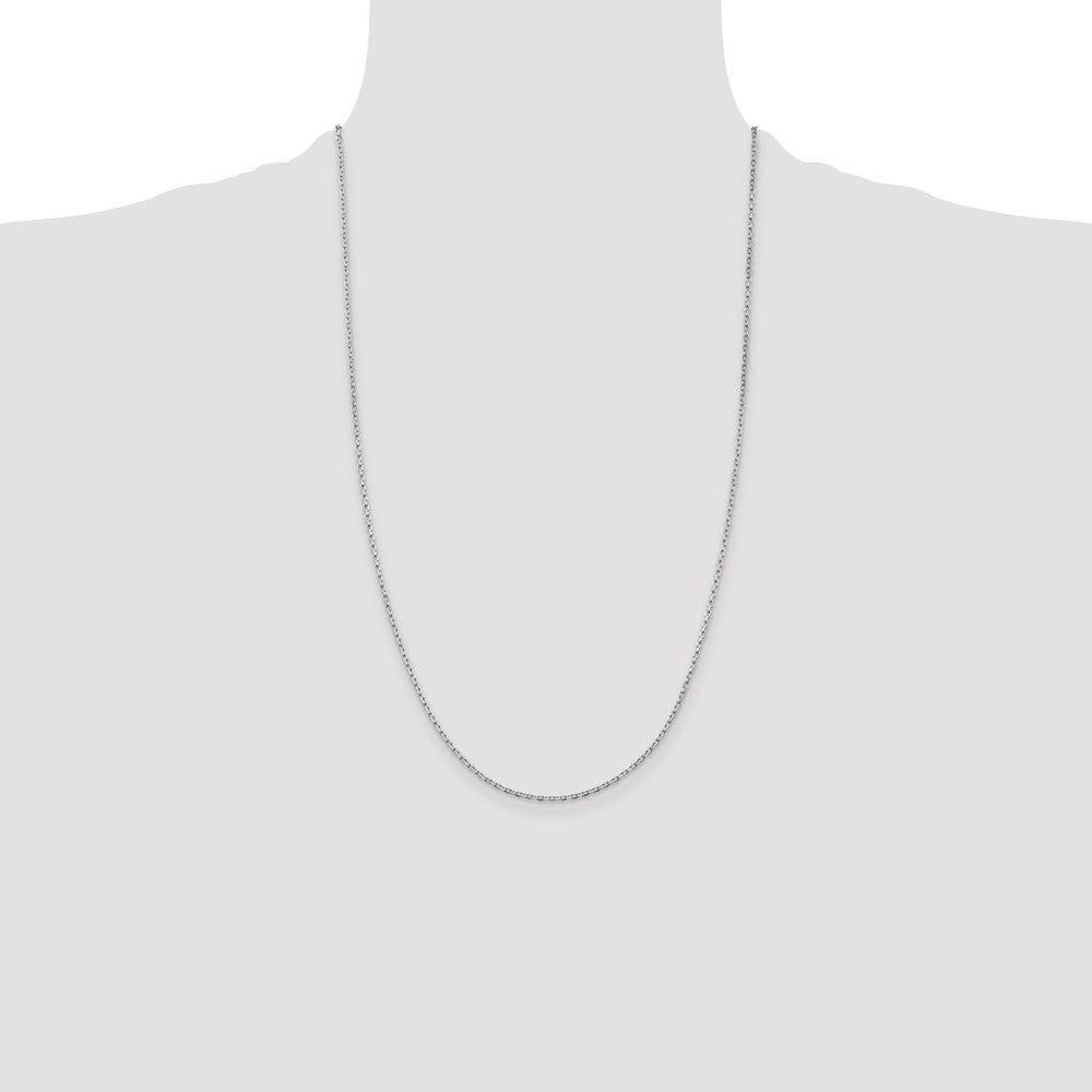 Sterling Silver Rhodium-plated 1.5mm Beveled Oval Cable Chain