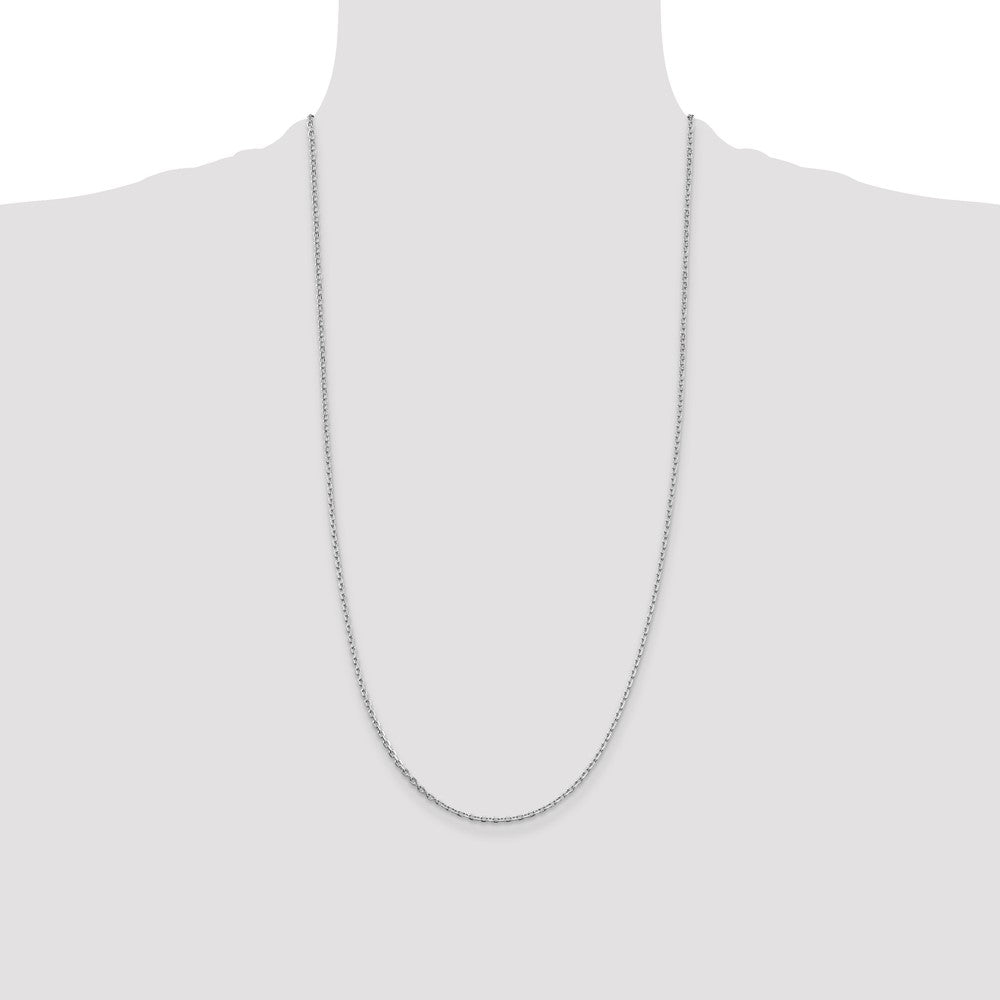 Sterling Silver Rhodium-plated 2mm Beveled Oval Cable Chain