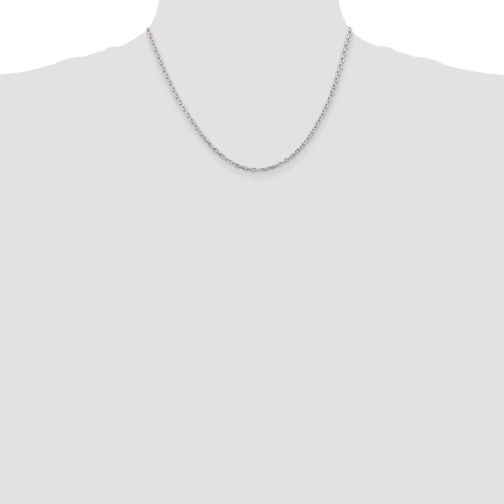 Sterling Silver 2.75mm Beveled Oval Cable Chain w/2in ext.