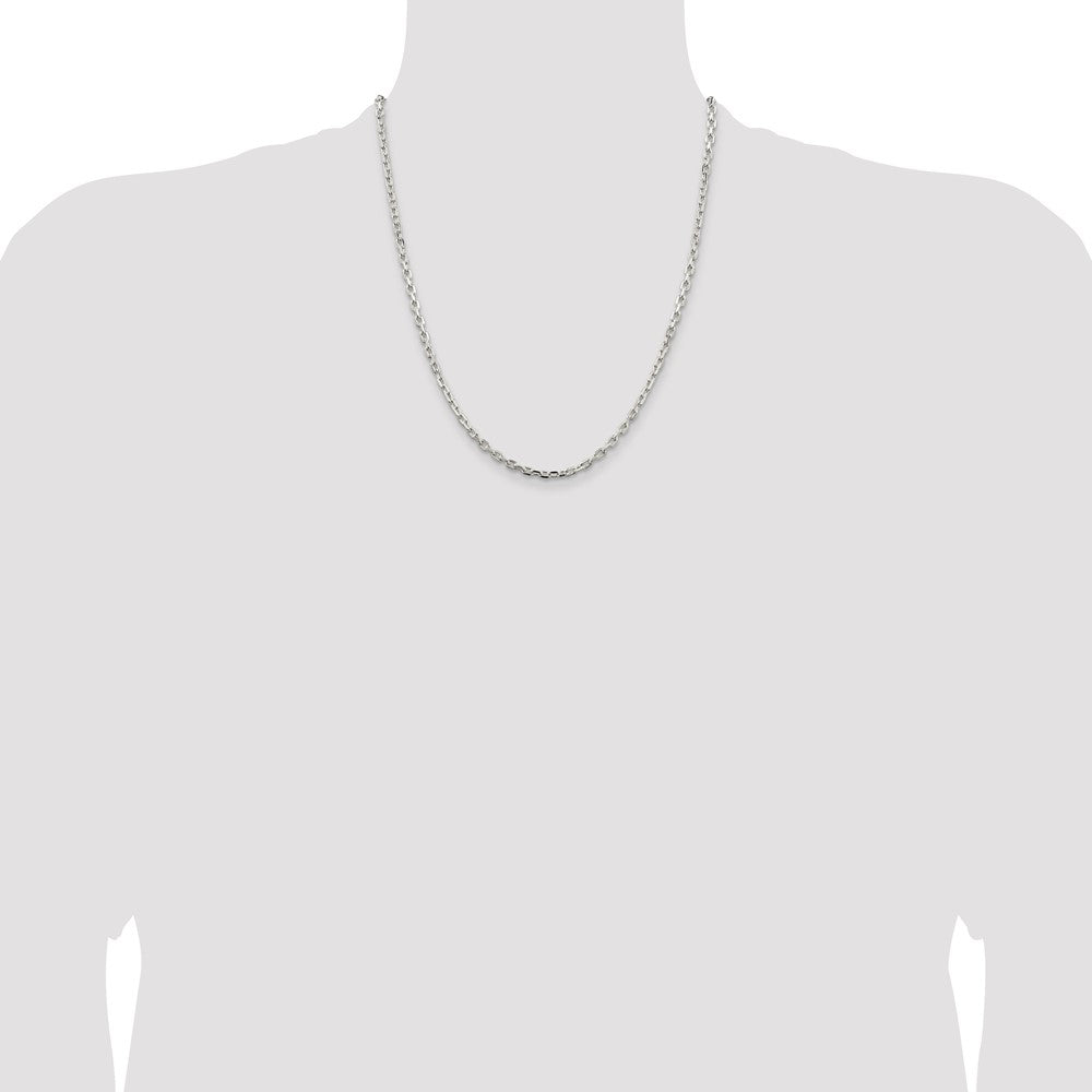 Sterling Silver 3.25mm Beveled Oval Cable Chain