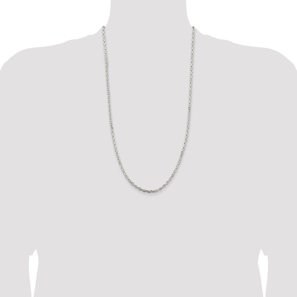 Sterling Silver 3.25mm Beveled Oval Cable Chain