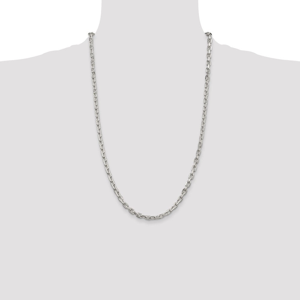 Sterling Silver 4.9mm Beveled Oval Cable Chain