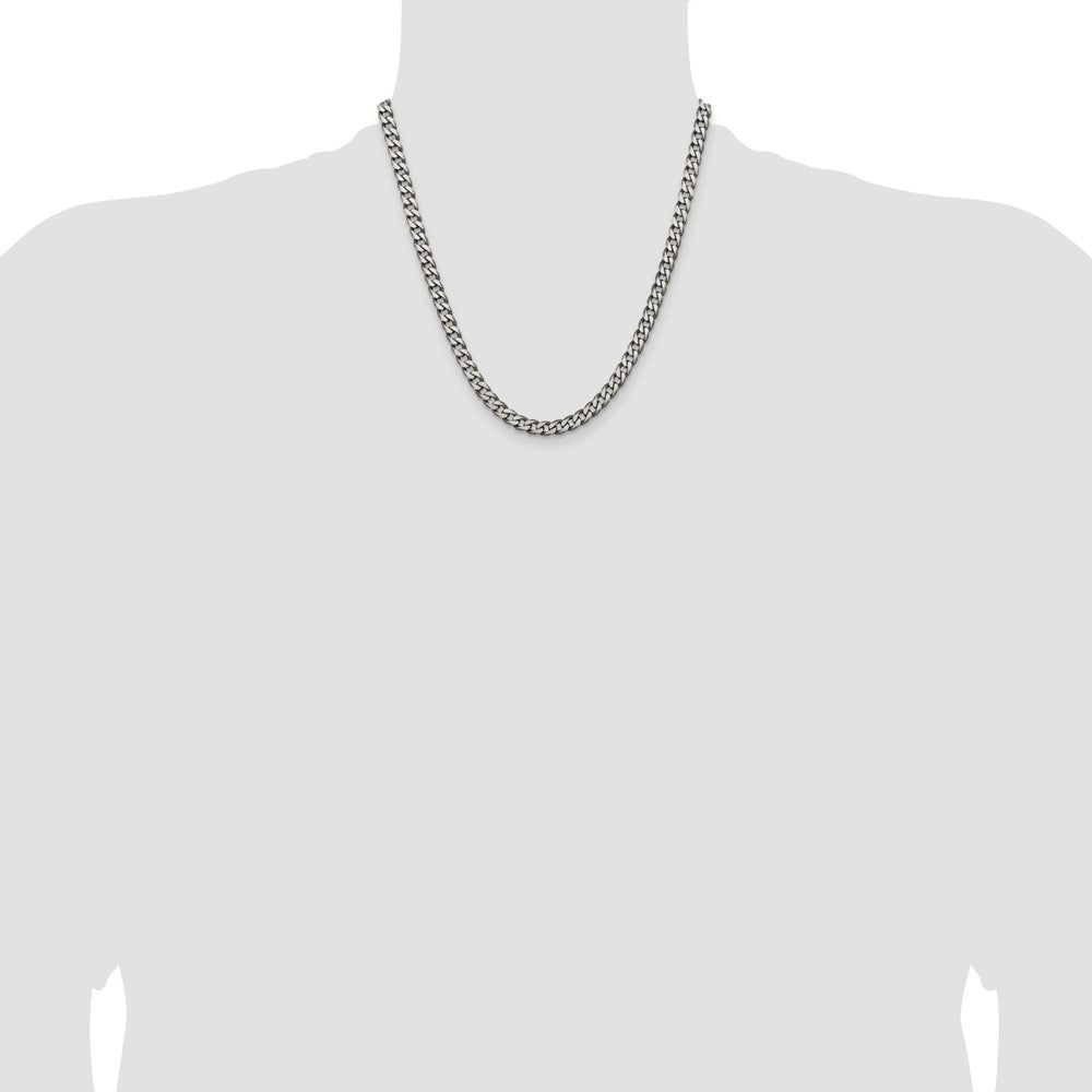 Sterling Silver Antiqued 6mm Curb Chain