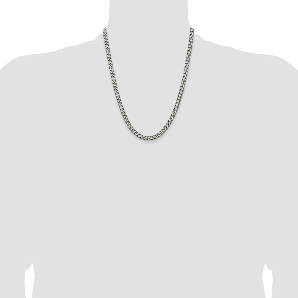 Sterling Silver Antiqued 6mm Curb Chain