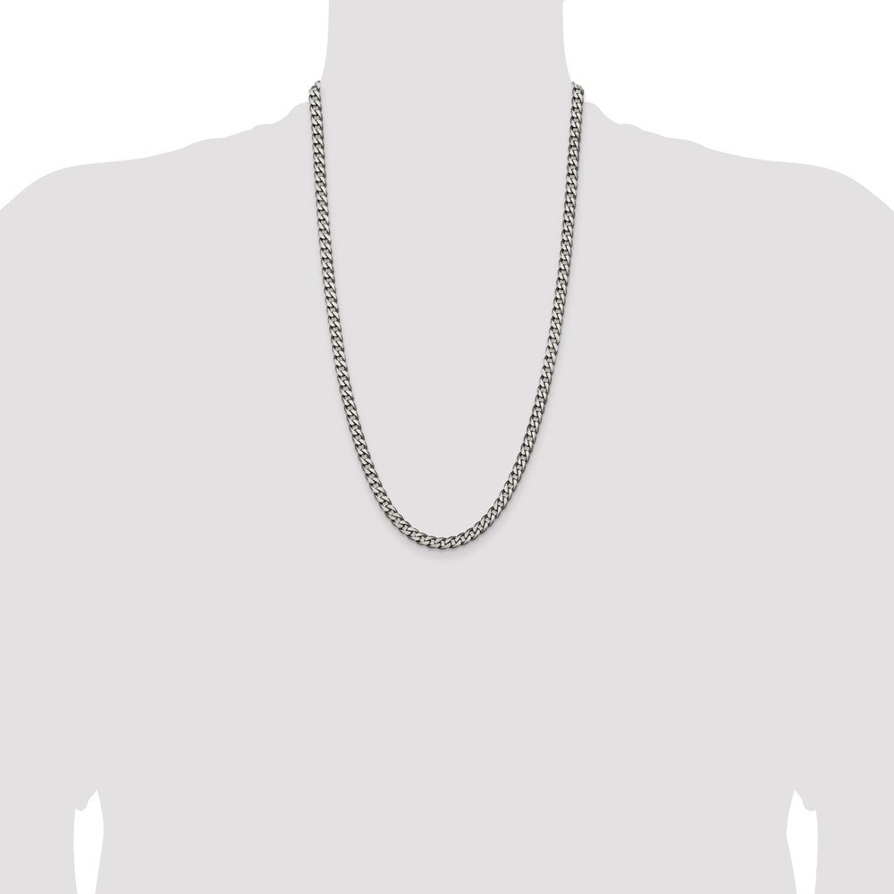 Sterling Silver Antiqued 6mm Curb Chain