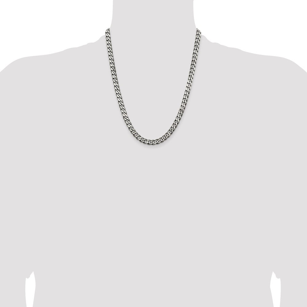 Sterling Silver Antiqued 7mm Curb Chain