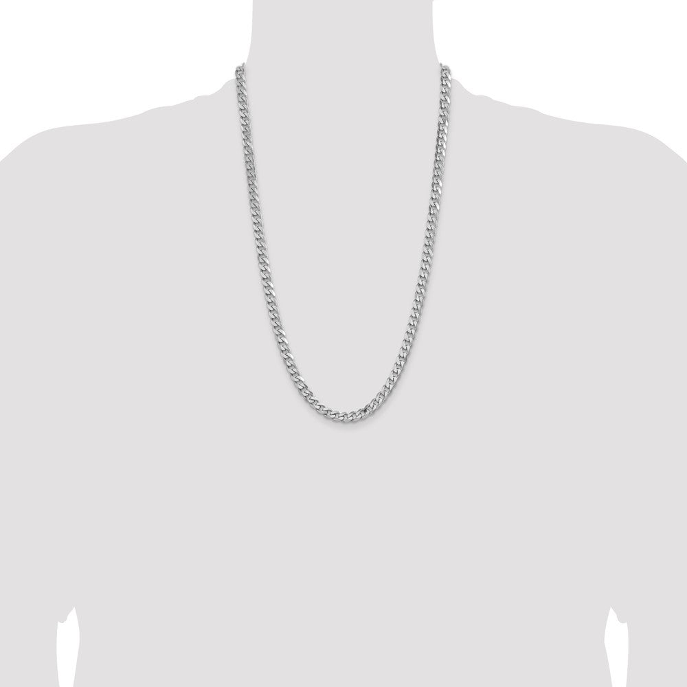 Sterling Silver Rhodium-plated 7mm Curb Chain