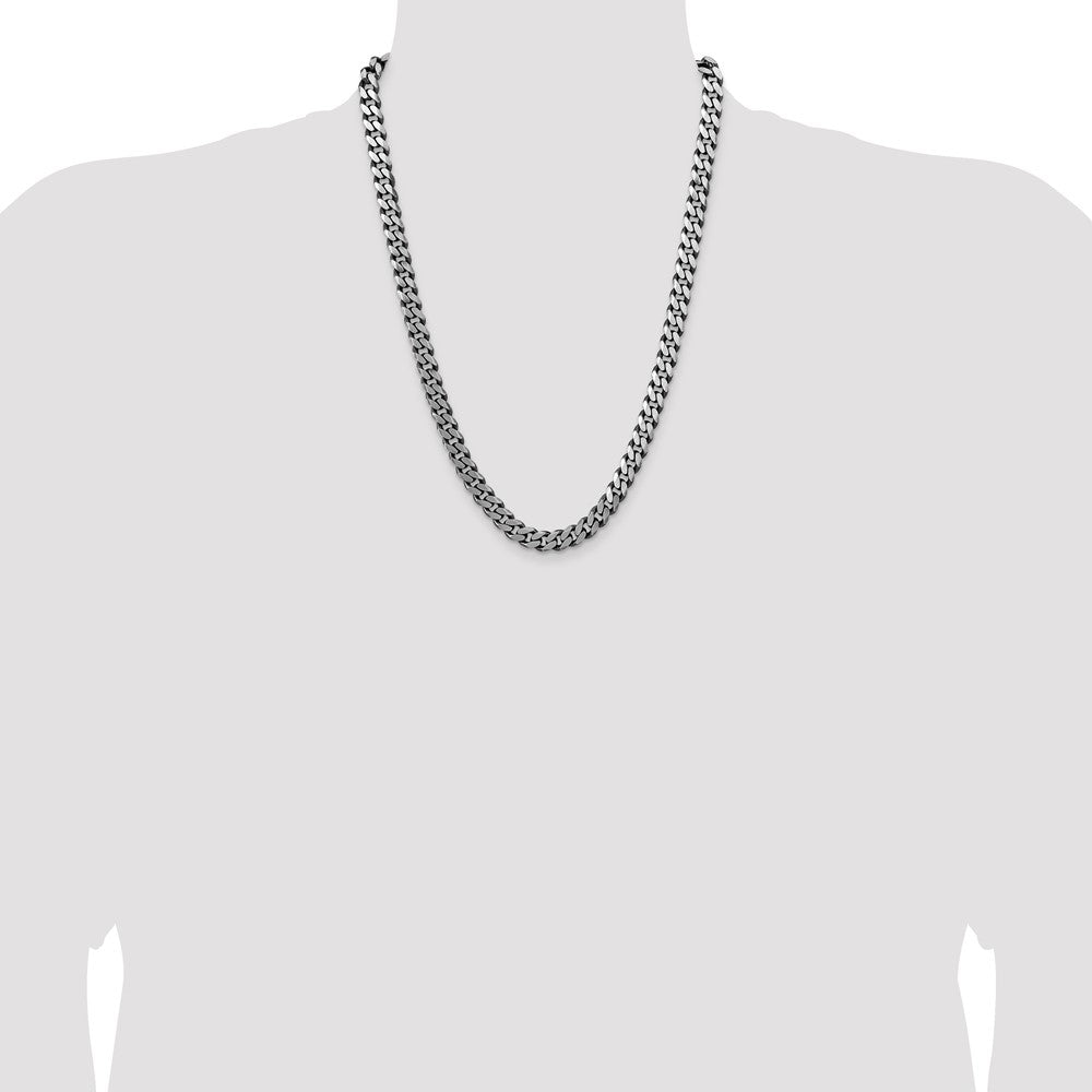 Sterling Silver Antiqued 8mm Curb Chain