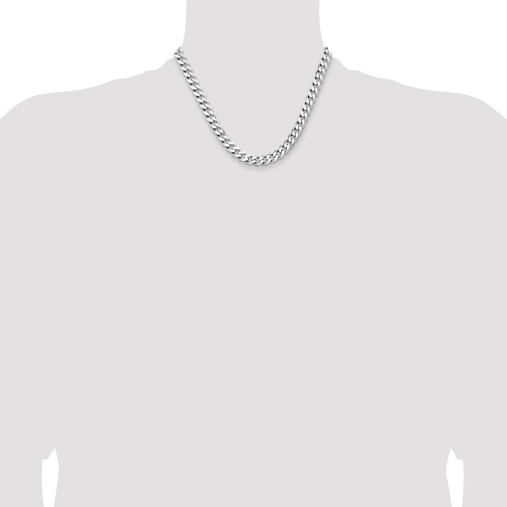Sterling Silver Rhodium-plated 8mm Curb Chain