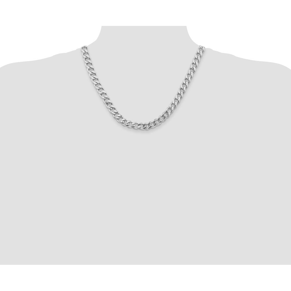 Sterling Silver Rhodium-plated 9mm Curb Chain
