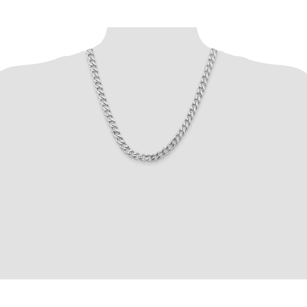Sterling Silver Rhodium-plated 9mm Curb Chain
