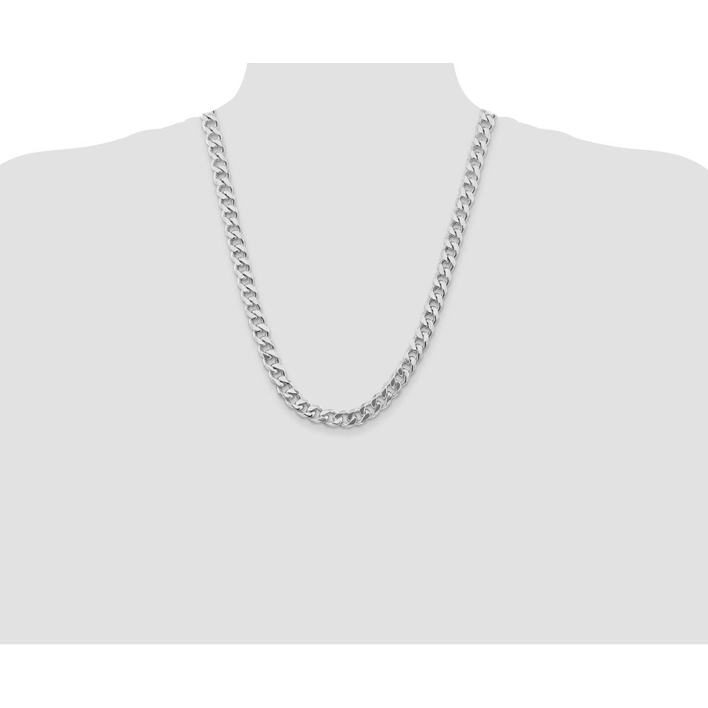 Sterling Silver Rhodium-plated 9mm Curb Chain