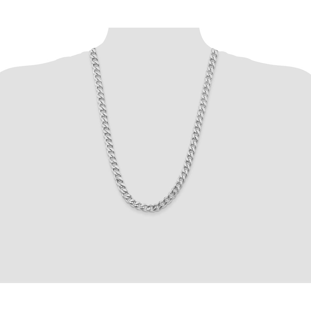 Sterling Silver Rhodium-plated 9mm Curb Chain