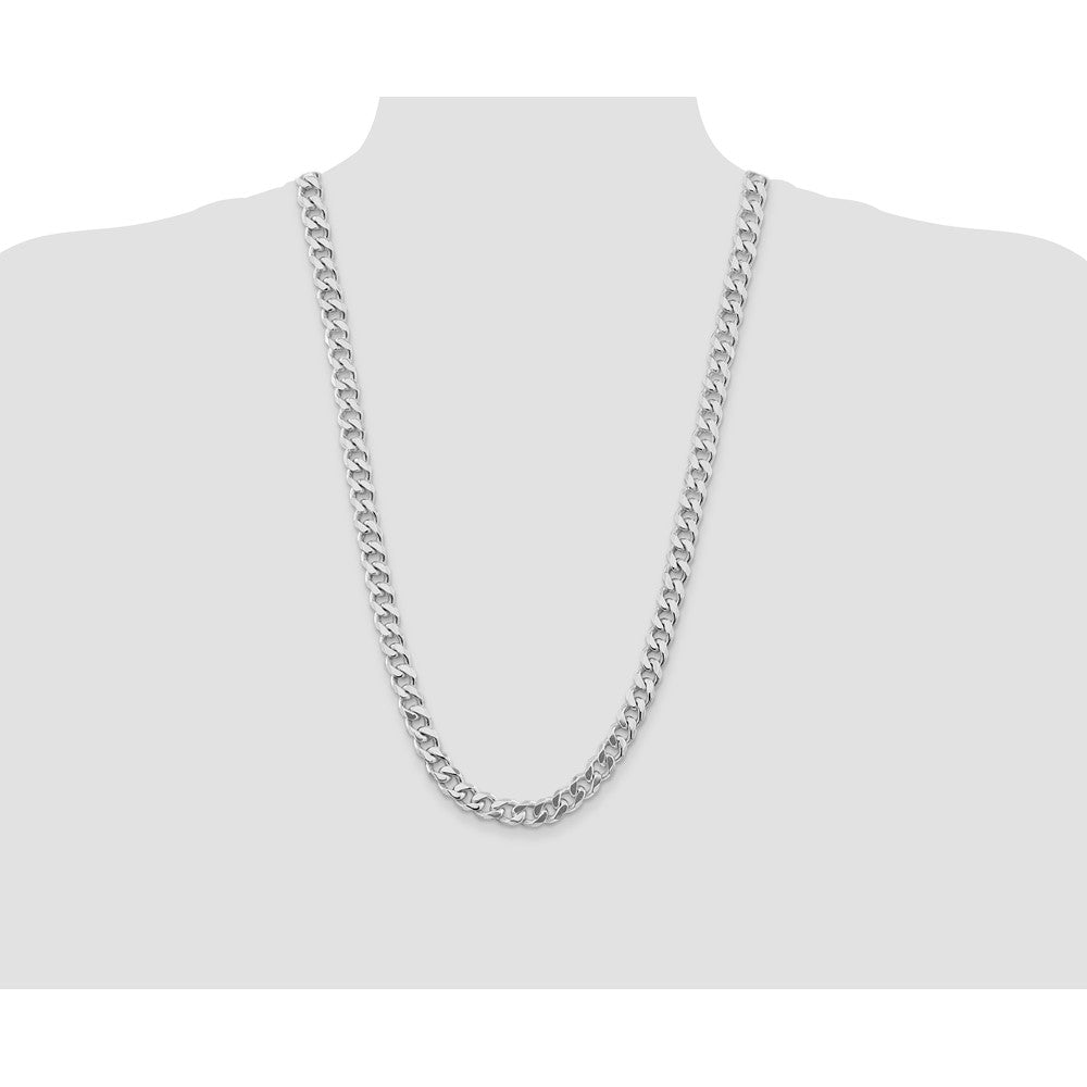 Sterling Silver Rhodium-plated 9mm Curb Chain