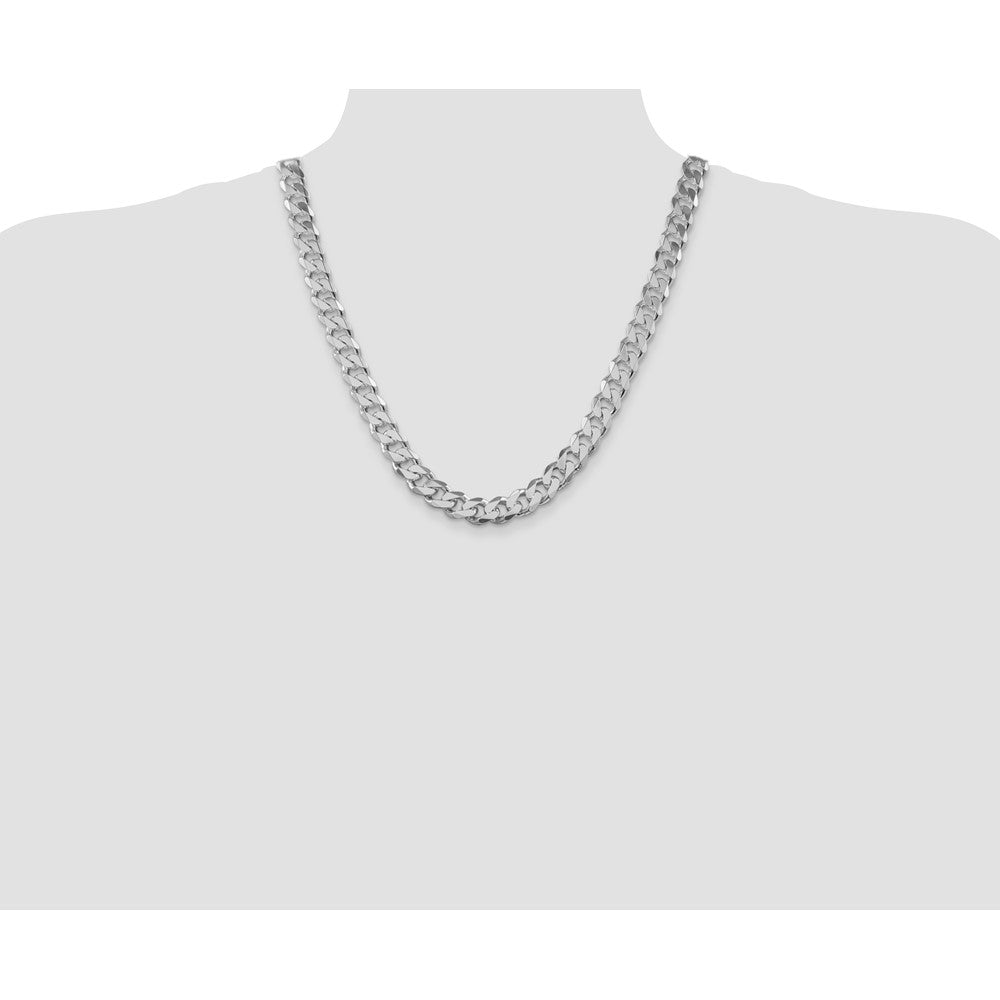 Sterling Silver Rhodium-plated 11mm Curb Chain