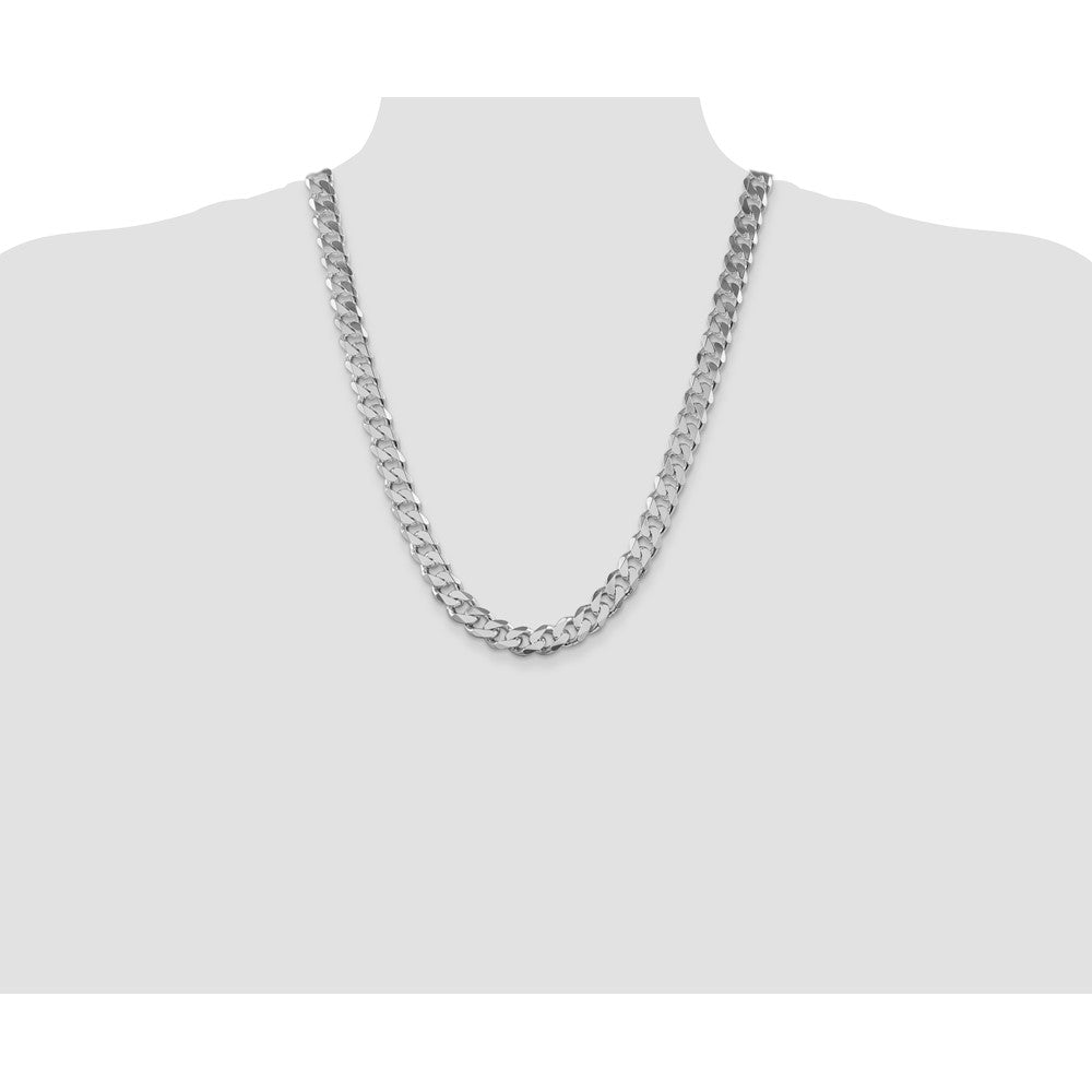 Sterling Silver Rhodium-plated 11mm Curb Chain