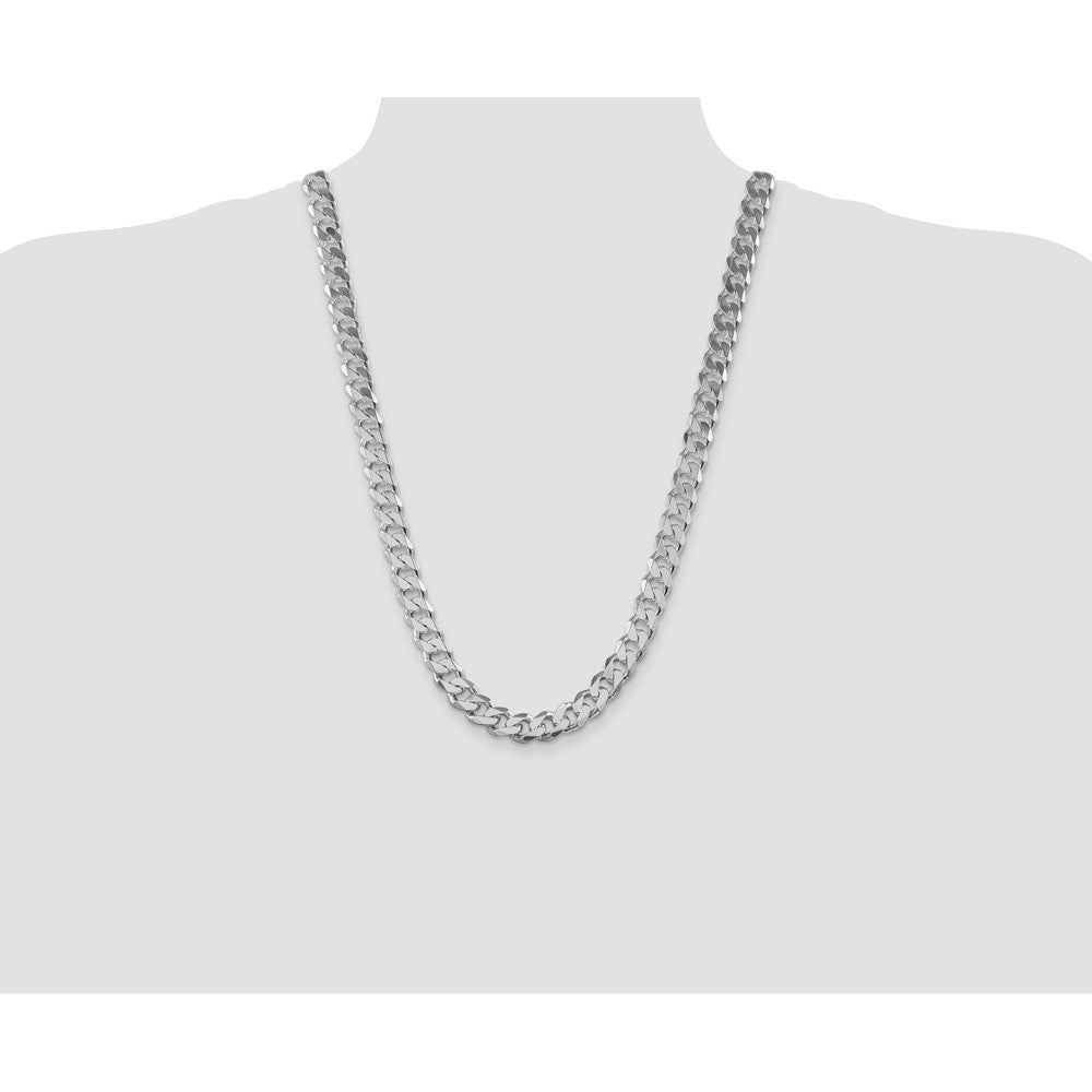 Sterling Silver Rhodium-plated 11mm Curb Chain