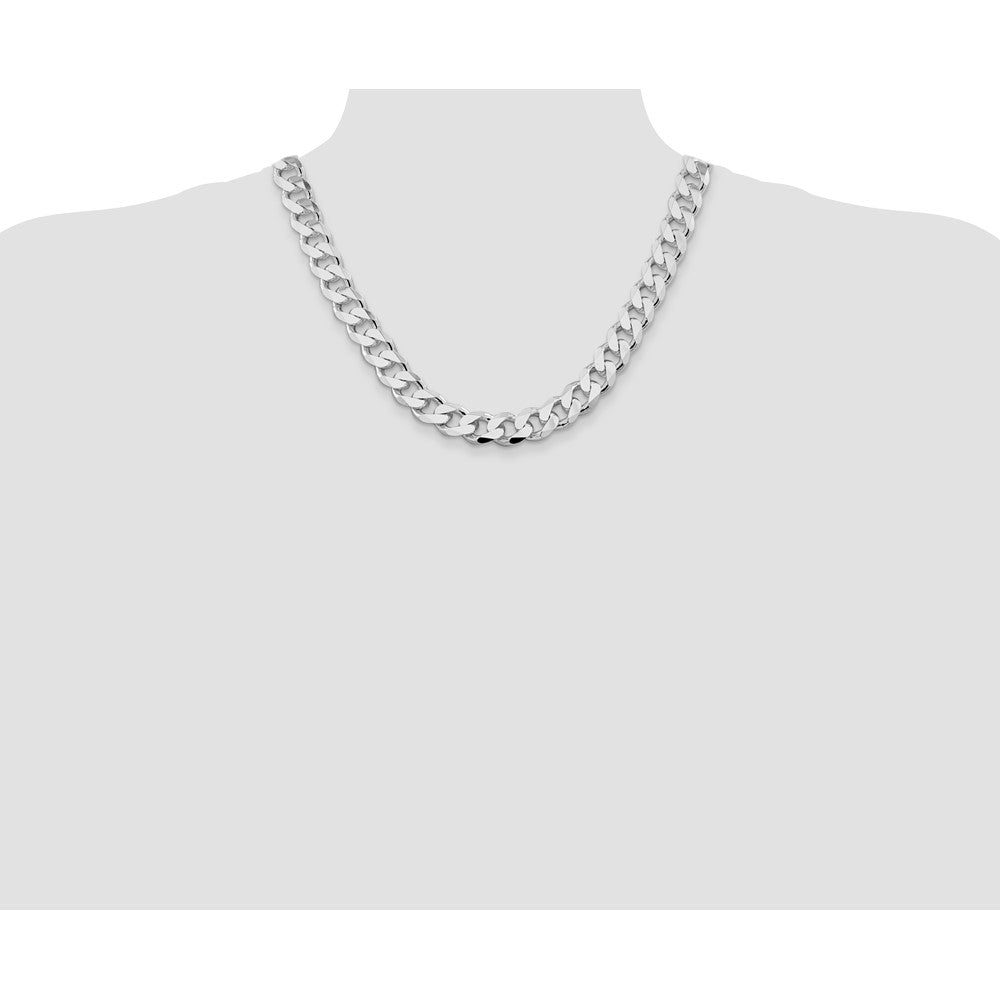 Sterling Silver Rhodium-plated 13mm Curb Chain