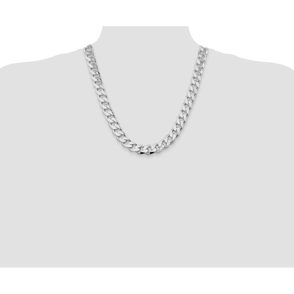 Sterling Silver Rhodium-plated 13mm Curb Chain