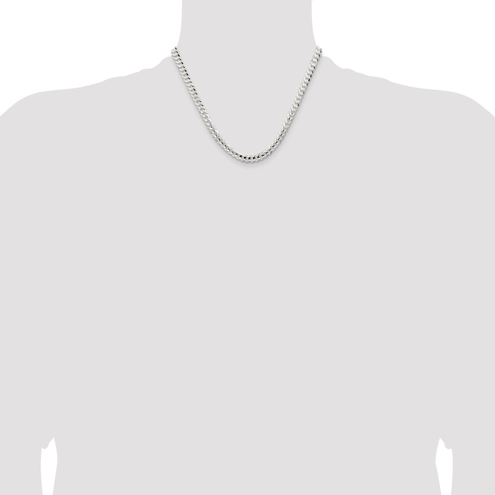 Sterling Silver 5.65mm Concave Beveled Curb Chain