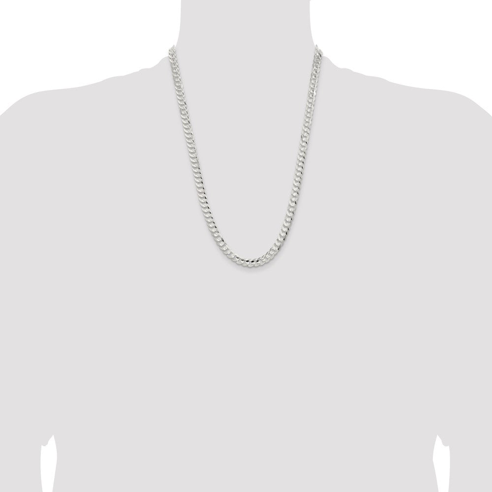 Sterling Silver 6.75mm Concave Beveled Curb Chain