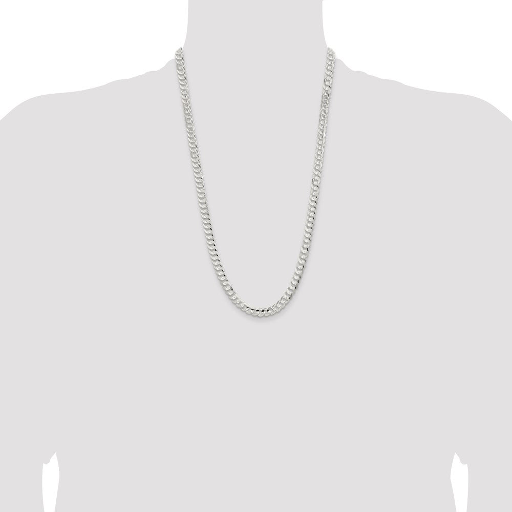 Sterling Silver 6.75mm Concave Beveled Curb Chain
