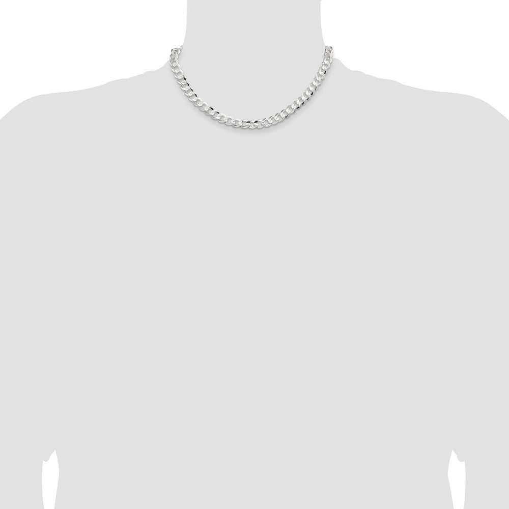 Sterling Silver 8mm Concave Beveled Curb Chain