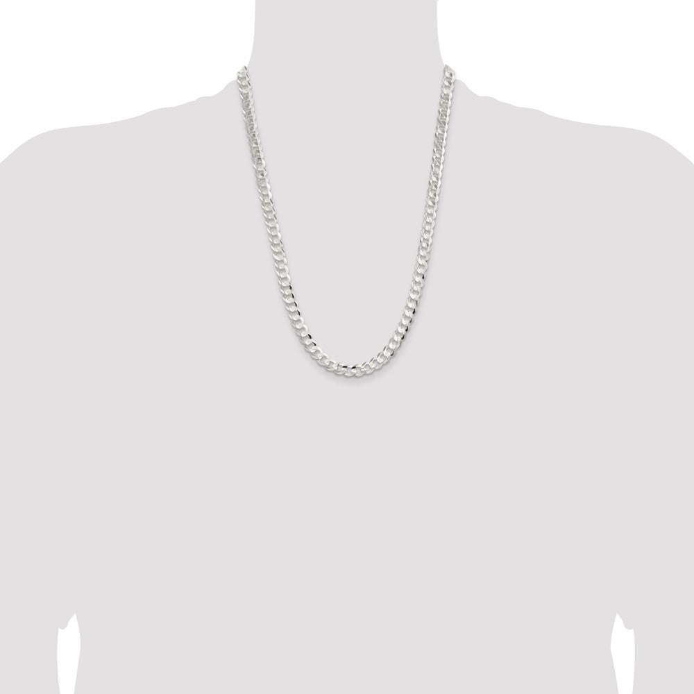 Sterling Silver 8mm Concave Beveled Curb Chain