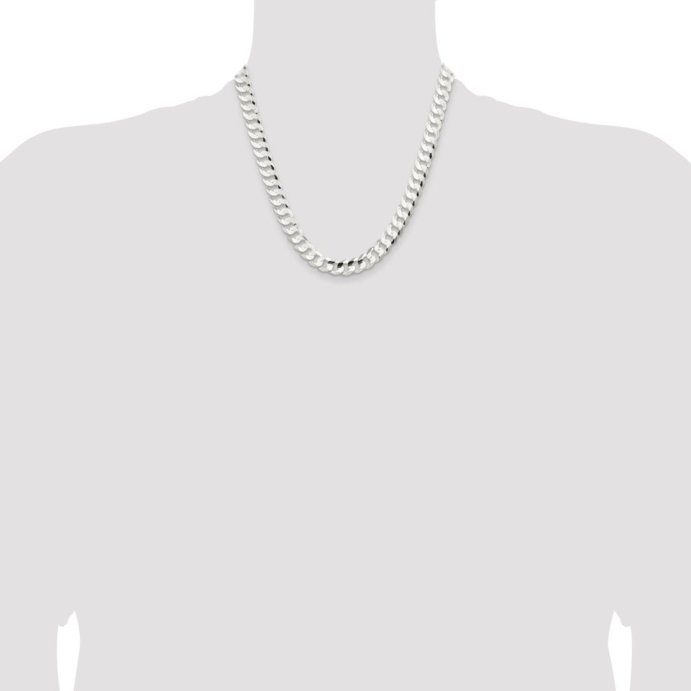 Sterling Silver 9.75mm Concave Beveled Curb Chain