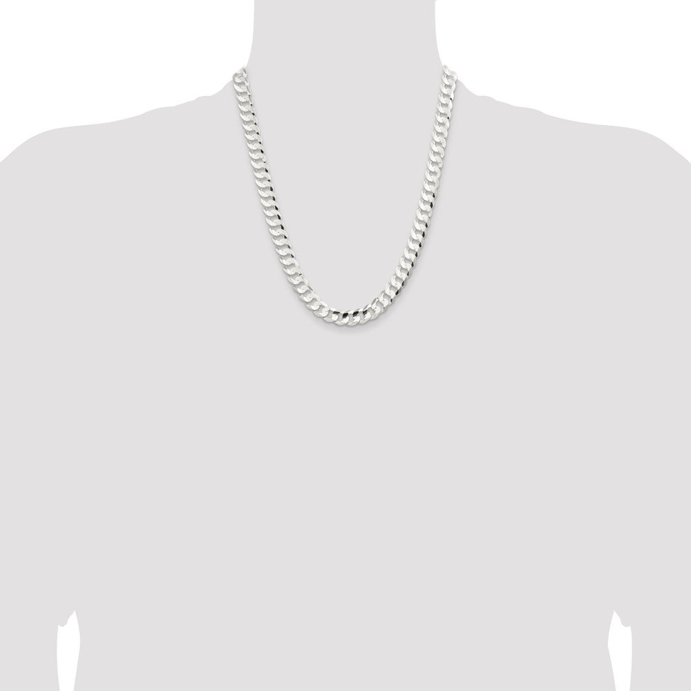 Sterling Silver 9.75mm Concave Beveled Curb Chain