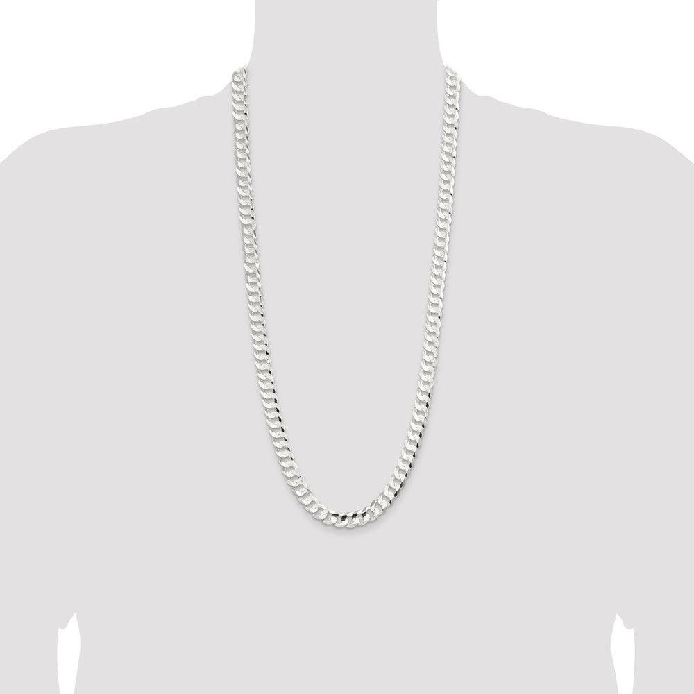 Sterling Silver 9.75mm Concave Beveled Curb Chain
