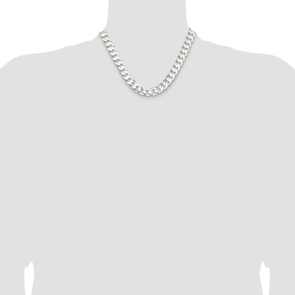 Sterling Silver 11.9mm Concave Beveled Curb Chain