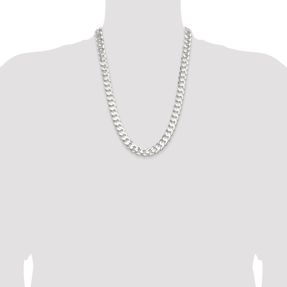 Sterling Silver 11.9mm Concave Beveled Curb Chain