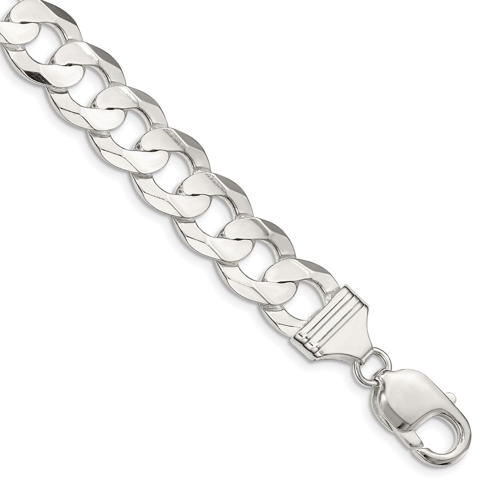 Sterling Silver 11.9mm Concave Beveled Curb Chain