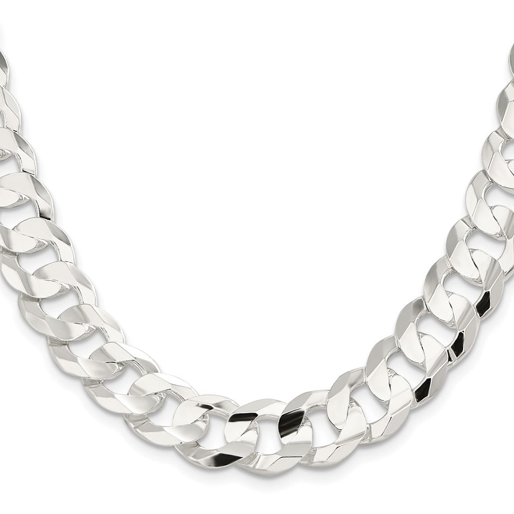 Sterling Silver 13.8mm Concave Beveled Curb Chain