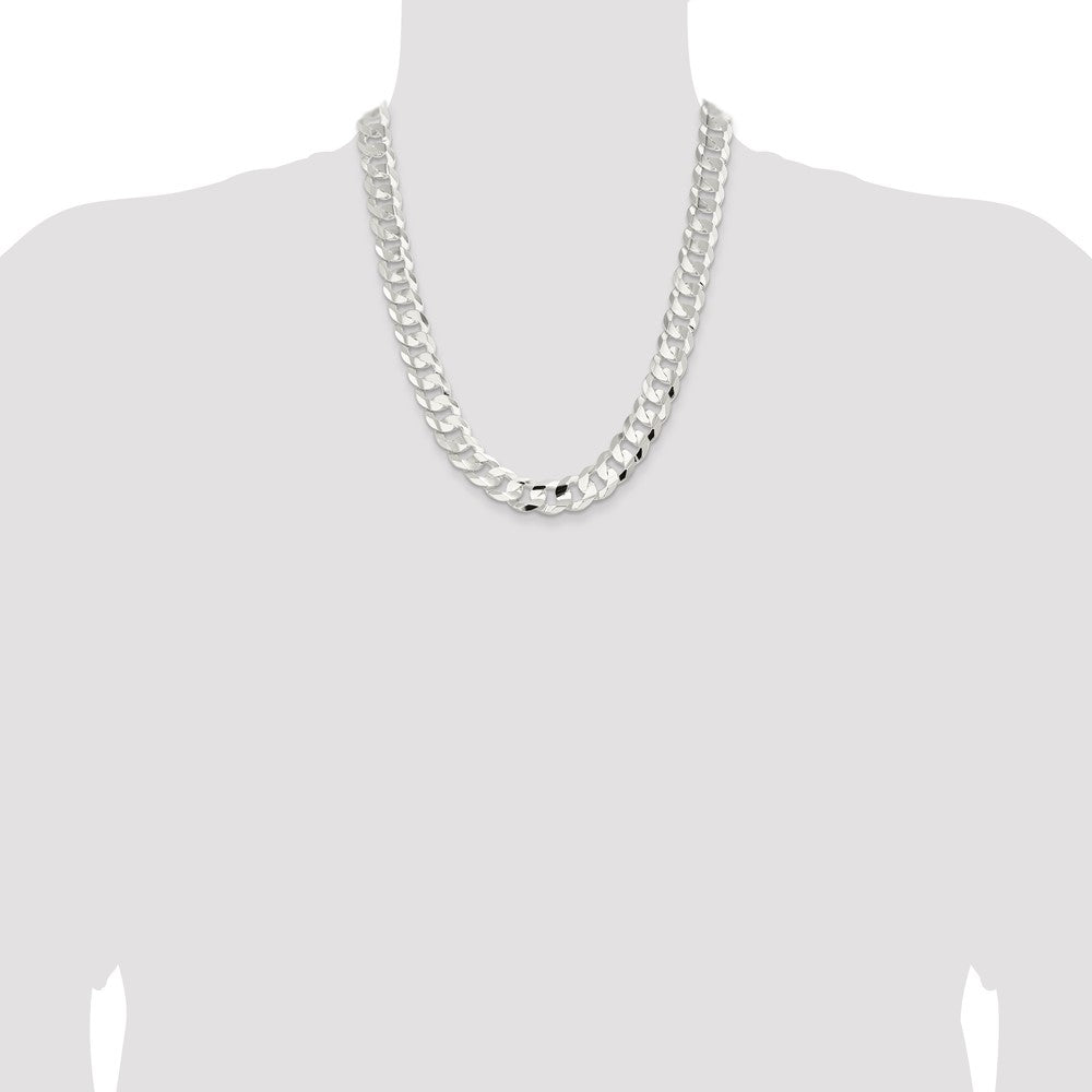 Sterling Silver 13.8mm Concave Beveled Curb Chain
