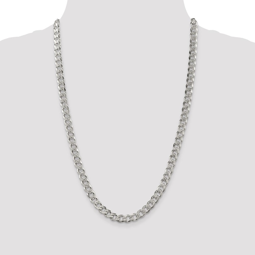 Sterling Silver 7.5mm Pav? Curb Chain