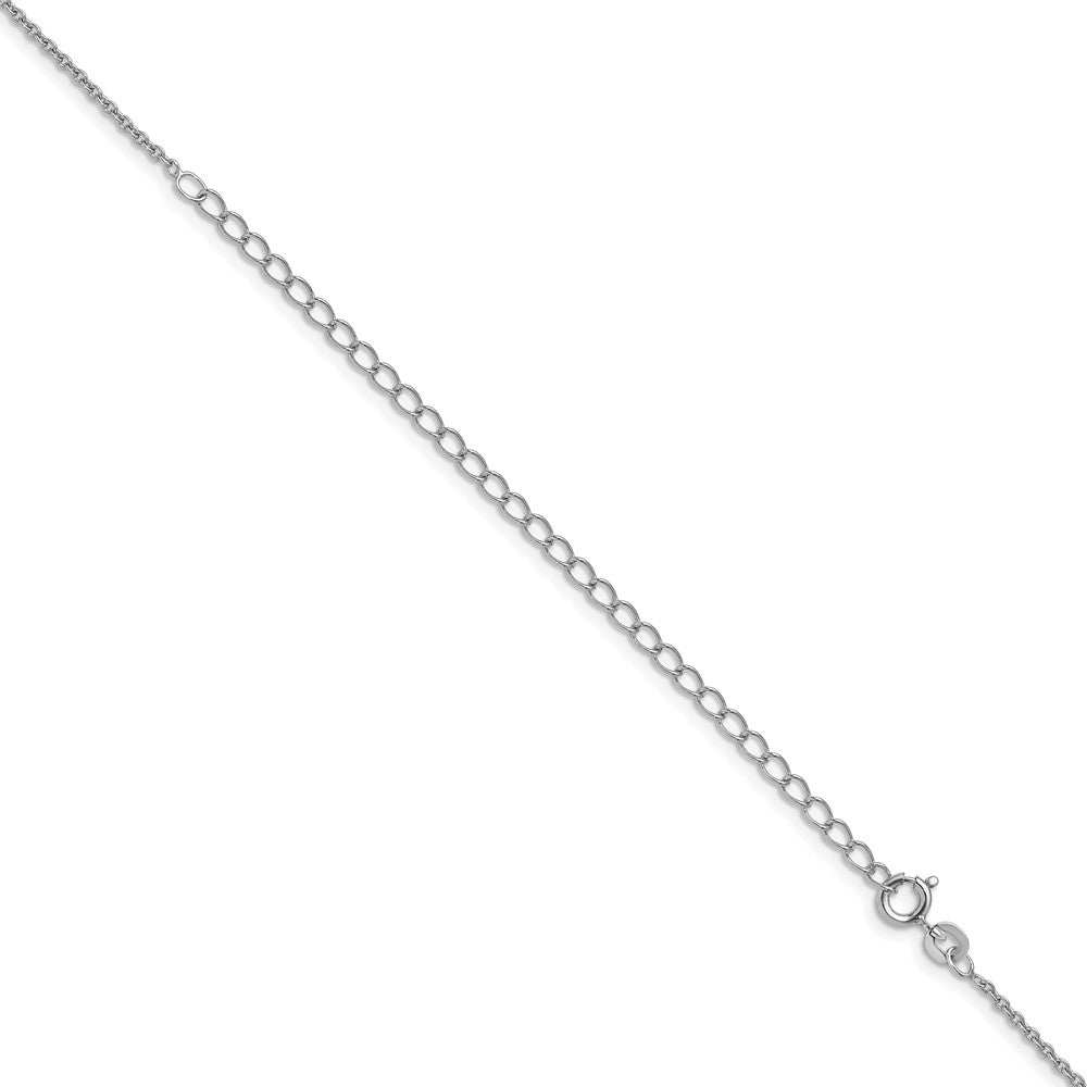 Sterling Silver Rhodium-plated 1.5mm Cable Chain w/4in ext.